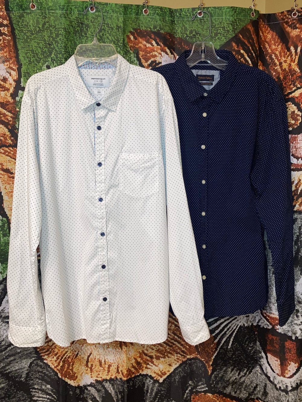 TWO Men's Dot-Print Button-Down Shirts